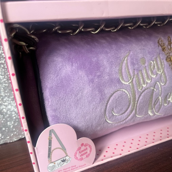 NWT Juicy Couture (limit ed.) Heritage 3-Piece Barrel Bag Set lavender velour. 💜 - Picture 2 of 7